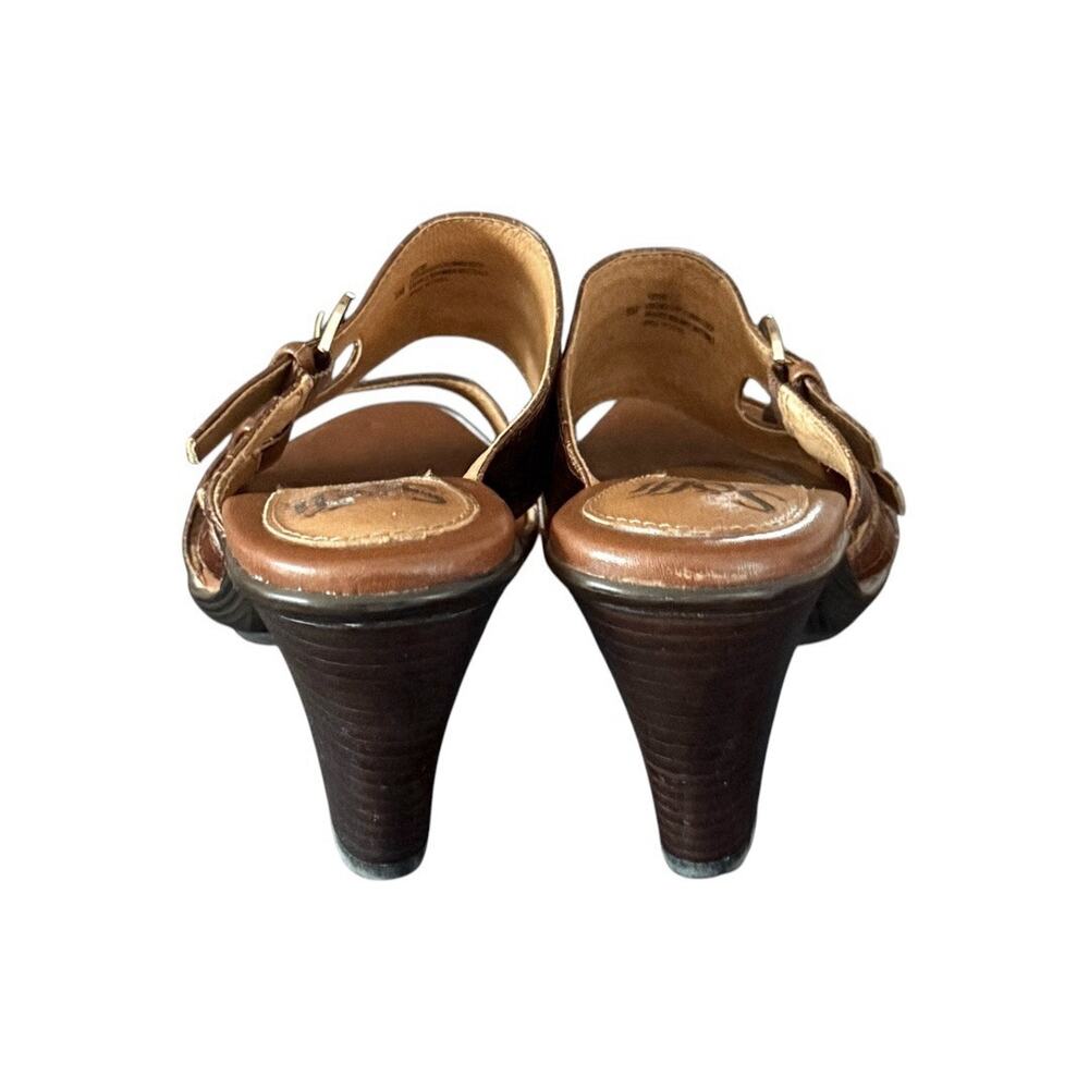 SOFFT Sandals Zane Brown Leather Faux Croc Print Heels Double Adj Straps 8M - Picture 5 of 8